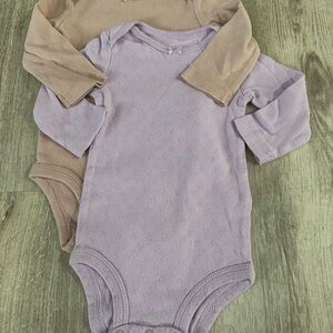 Carter's Long-Sleeve Bodysuits - Lavender and Beige